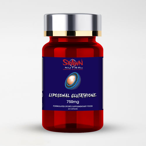 Liposomal Glutathione Supplement SPAWN NUTRA 750mg bottle of 60 capsules for antioxidant support.