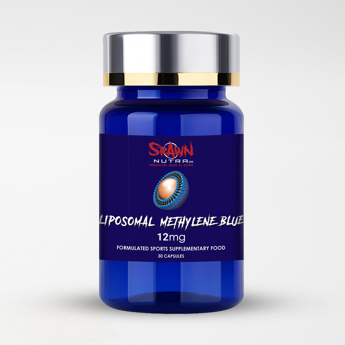 SPAWN NUTRA Liposomal Methylene Blue 12mg supplement bottle with 30 capsules